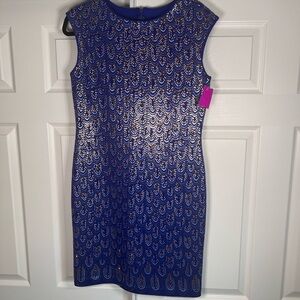 St John Royal Blue Lace Mini Dress